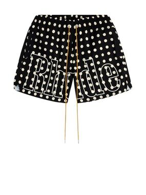 Rhude Black Polka Dot Logo Drawstring Men’s Swim Shorts